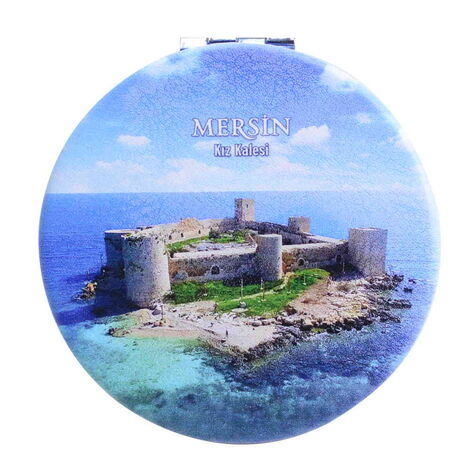 Mersin Themed Customised Uv Printed Round Compact Mirror 72x11 mm - 6