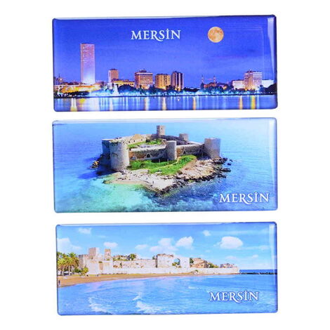 Mersin Themed Epoxy Dome Panaromic Souvenir Fridge Magnet 120x50 cm - 3