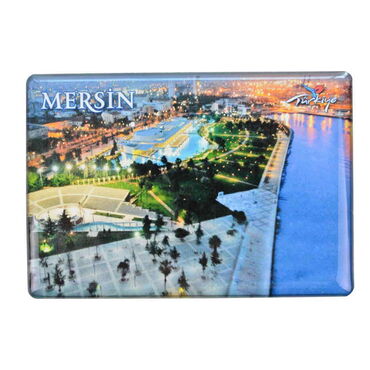 Mersin Themed Epoxy Dome Rectangle Souvenir Fridge Magnet 80x55 cm - 10