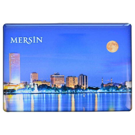 Mersin Themed Epoxy Dome Rectangle Souvenir Fridge Magnet 80x55 cm - 11