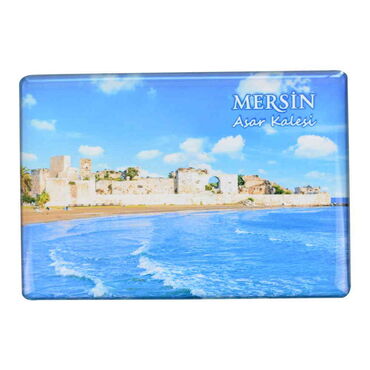 Mersin Themed Epoxy Dome Rectangle Souvenir Fridge Magnet 80x55 cm - 12