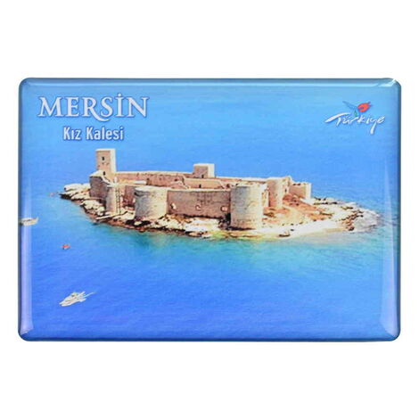 Mersin Themed Epoxy Dome Rectangle Souvenir Fridge Magnet 80x55 cm - 13