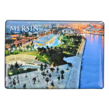 Mersin Themed Epoxy Dome Rectangle Souvenir Fridge Magnet 80x55 cm - 14