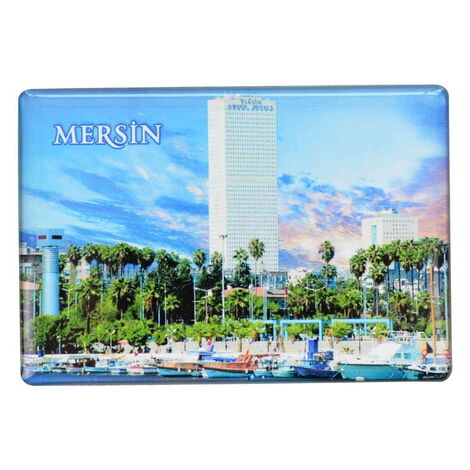 Mersin Themed Epoxy Dome Rectangle Souvenir Fridge Magnet 80x55 cm - 16