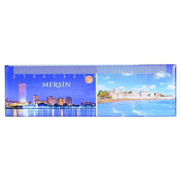 Mersin Themed Epoxy Dome Souvenir Magnetic Ruler Magnet 165x50 mm - 4