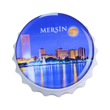 Mersin Themed Round Cap Shaped Magnetic Bottle Opener 63x15 mm - 5