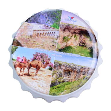 Mersin Themed Round Cap Shaped Magnetic Bottle Opener 63x15 mm - 6