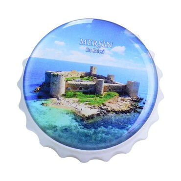 Mersin Themed Round Cap Shaped Magnetic Bottle Opener 63x15 mm - 7