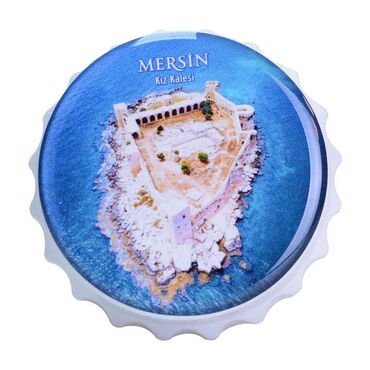 Mersin Themed Round Cap Shaped Magnetic Bottle Opener 63x15 mm - 8