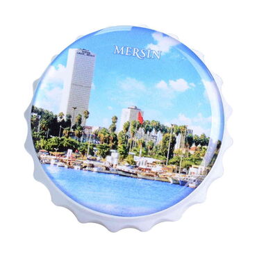 Mersin Themed Round Cap Shaped Magnetic Bottle Opener 63x15 mm - 9