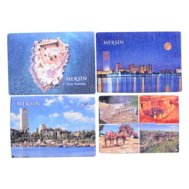 Mersin Themed Wooden Uv Printed Souvenir Fridge Magnet 93x68 mm - 3