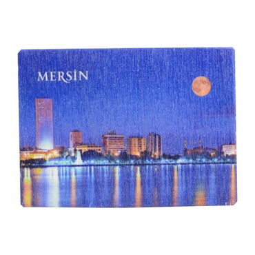 Mersin Themed Wooden Uv Printed Souvenir Fridge Magnet 93x68 mm - 6