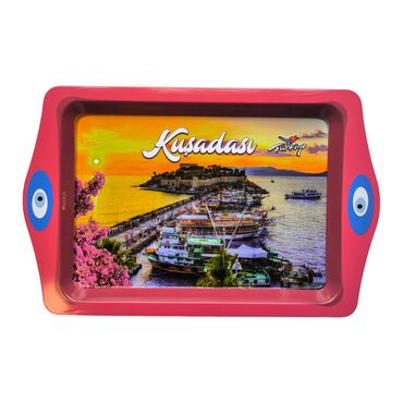 Wholesale Kusadasi Themed Mini Metal Tray (25*16 Cm) - 5