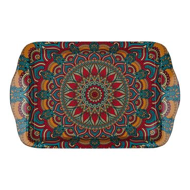 Wholesale Mandala Themed Mini Metal Tray (25*16 Cm) Double Sided Printed - 4