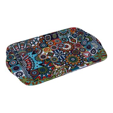 Wholesale Mandala Themed Mini Metal Tray (25*16 Cm) Double Sided Printed - 12