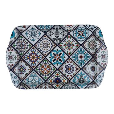 Wholesale Mandala Themed Mini Metal Tray (25*16 Cm) Double Sided Printed - 6