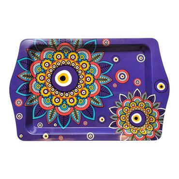 Wholesale Evil Eye Themed Mini Metal Tray (25*16 Cm) Double Sided Printed - 7