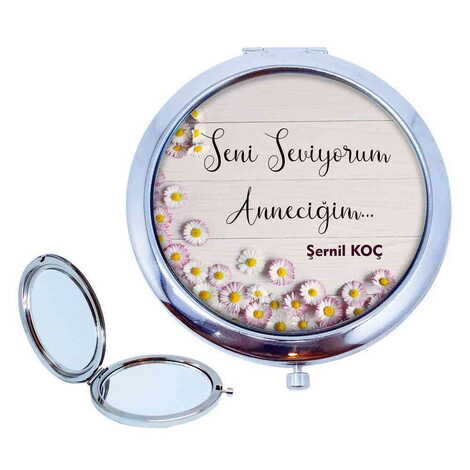 Mom Themed Customised Metal Epoxy Travel Make Up Compact Mirror 70x11 mm - 3