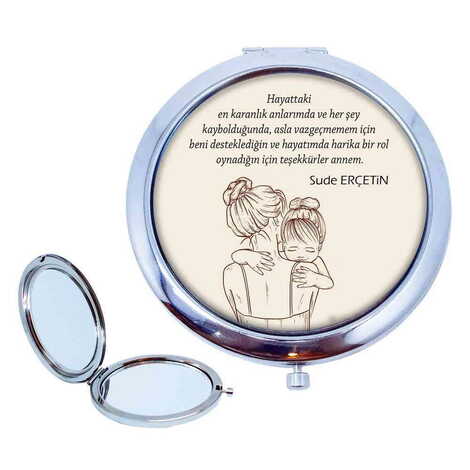 Mom Themed Customised Metal Epoxy Travel Make Up Compact Mirror 70x11 mm - 4