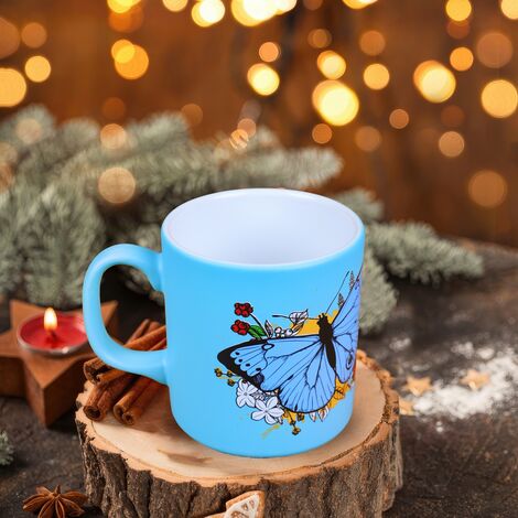 Wholesale Butterfly Themed Ceramic Colorful Mug - 12