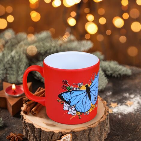 Wholesale Butterfly Themed Ceramic Colorful Mug - 11