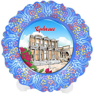 Museum Themed Turkish Ceramic Plate With Epoxy 12 Cm - 4