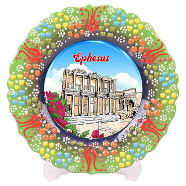 Museum Themed Turkish Ceramic Plate With Epoxy 12 Cm - 10