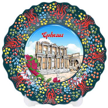 Museum Themed Turkish Ceramic Plate With Epoxy 12 Cm - 11