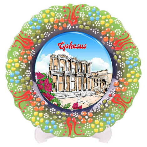 Museum Themed Turkish Ceramic Plate With Epoxy 25 Cm - 10