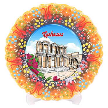 Museum Themed Turkish Ceramic Plate With Epoxy 25 Cm - 12