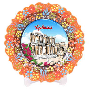 Museum Themed Turkish Ceramic Plate With Epoxy 30 Cm - 6