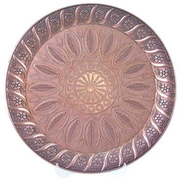 Ottoman Style Metal Turkish Coffee Round Serving Tray for 6 cups - 7