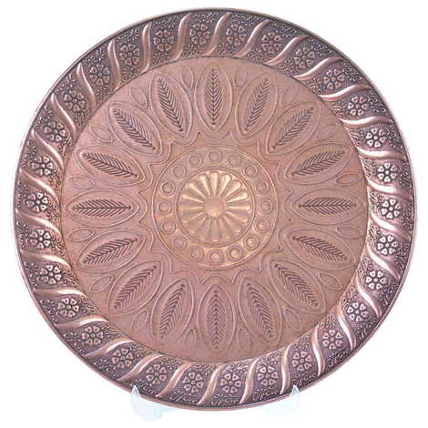 Ottoman Style Metal Turkish Coffee Round Serving Tray for 6 cups - 7