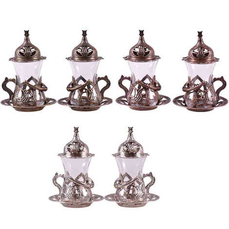 Ottoman Style Metal Turkish Tea Glass Set Of 2 pcs - 2