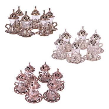 Ottoman Style Metal Turkish Tea Glass Set Of 6 pcs - 2