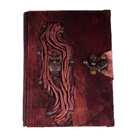 Owl Themed Large Leather Notebook - 7