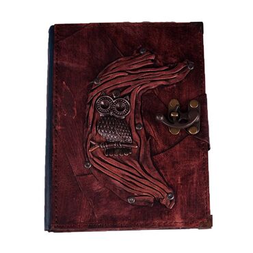 Owl Themed Large Leather Notebook - 8