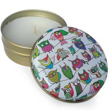 Owl Themed Metal Tin Boxed Scented Love Candle 73x35 mm - 3