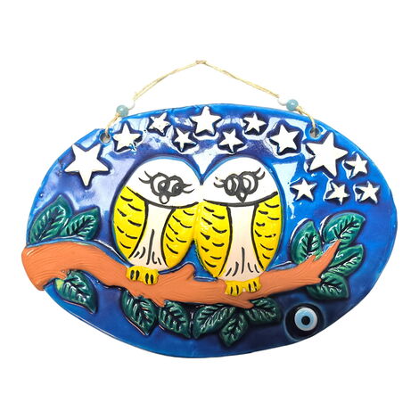 Owl Themed Nautical Ceramics Sixth Size Wall Hanging - 10