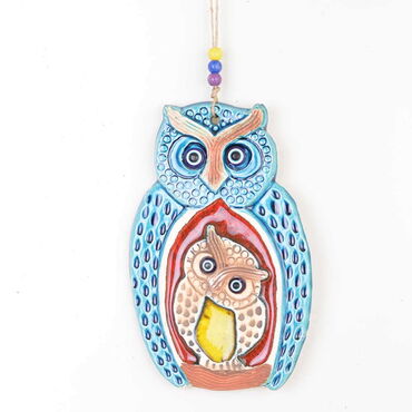 Owl Themed Nautical Ceramics Third Size Wall Hanging - 7