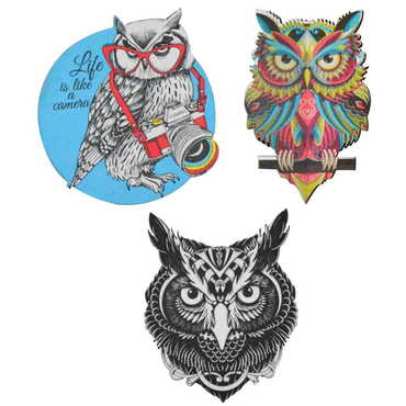 Owl Themed Wooden Customised Badge Pin - 3