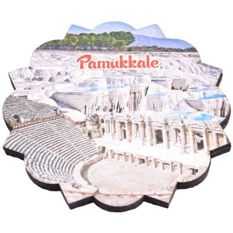 Toptan Pamukkale Temalı Ahşap Bardak Altlığı 90 mm - 5