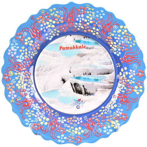 Toptan Pamukkale Temalı Çini Myros Resim Tabak 25 cm - 8