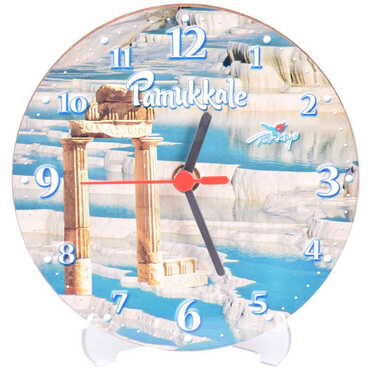 Toptan Pamukkale Temalı Myros Yuvarlak Saat 17 cm - 4