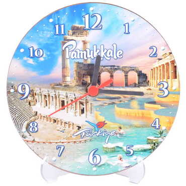 Toptan Pamukkale Temalı Myros Yuvarlak Saat 17 cm - 5