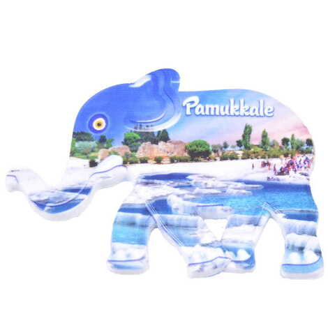 Toptan Pamukkale Temalı Uv Baskılı Fil Şekilli Magnet 86x62 mm - 5