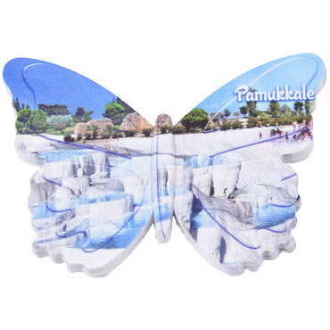 Toptan Pamukkale Temalı Uv Baskılı Kelebek Şekilli Magnet 80x58 mm - 4