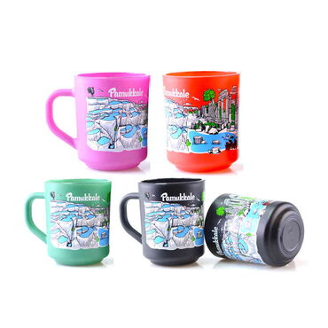 Pamukkale Themed Colored Glass Mug - 5