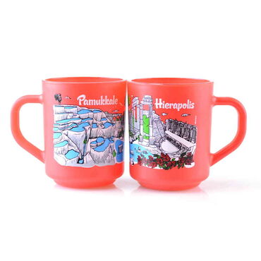 Pamukkale Themed Colored Glass Mug - 6