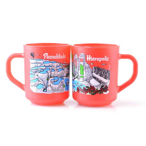 Pamukkale Themed Colored Glass Mug - 6